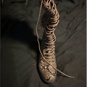 Snakeskin Lace-Up Women's Boots